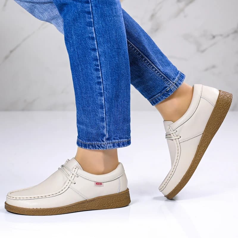 Čevlji naravno usnje E18128-3 Beige 